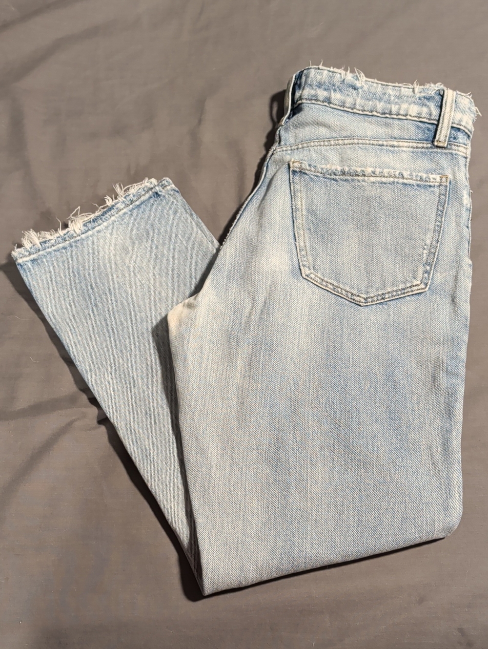 River Island Light Blue Cropped Frayed Hem Jeans